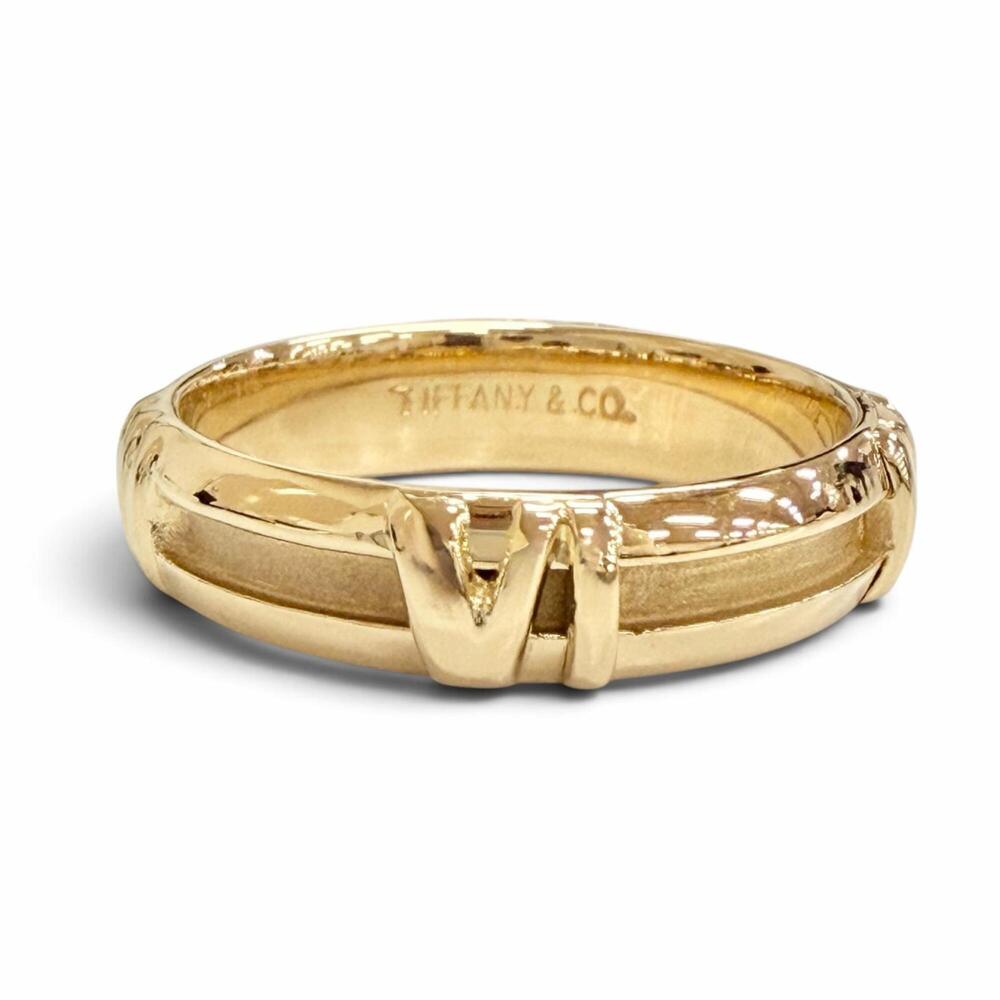 TIFFANY&Co. Tiffany Atlas Numeric Ring, 750 (YG) 18K Yellow Gold, Weight 4.5g...